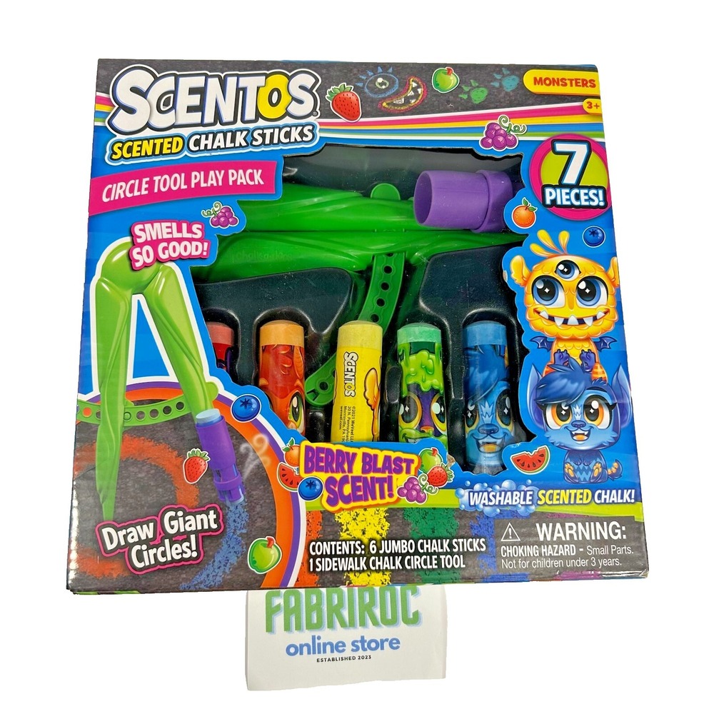 Scentos Scented 7-Piece Sidewalk Chalk Art Kit | 6 Jumbo Chalks + Holder!